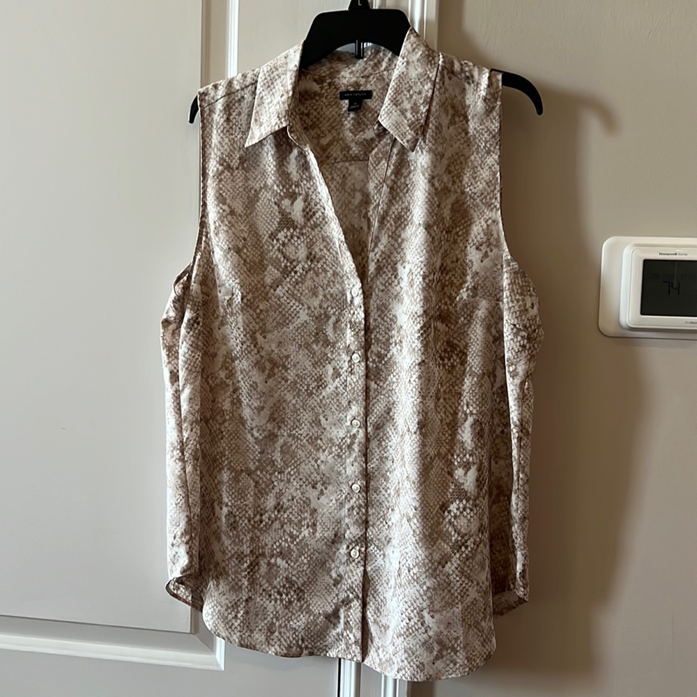 Ann Taylor sleeveless snake print blouse